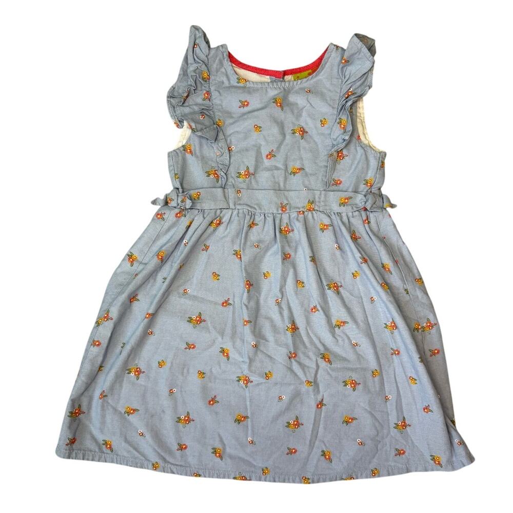 Penelope Mack Easter Dress Girls 6 Sky Blue Floral Ruffle Sleeve Classic Retro